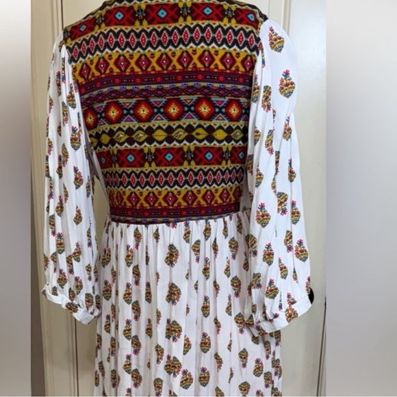 Umgee Boho Babydoll Dress Embroidered Print Festival Peasant Size M - Picture 3 of 6